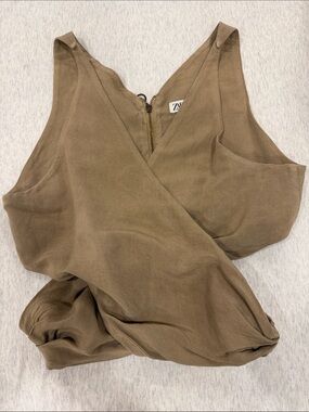 Zara Tan Wrap-Front Sleeveless Camisole